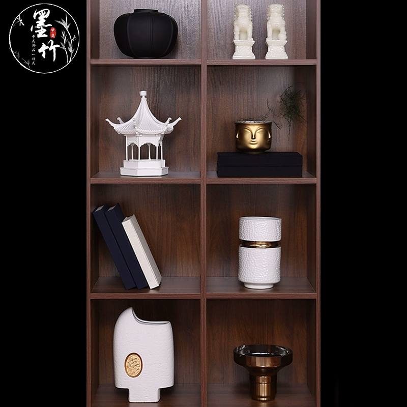 New Chinoiserie Model Room Side Cabinet Open Plaid Ornament Combination Soft Decoration Exhibition Hall Creative Matchinging Decoration Ornaments Set