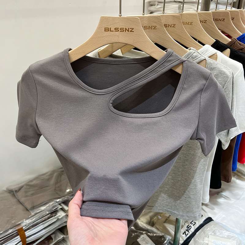 European Short-Sleeved T-Shirt for Women, Design Sense, Niche