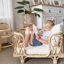 ins rattan pet bed dog house cat nest handmade bamboo and rattan childrens sofa princess bed photography shooting props