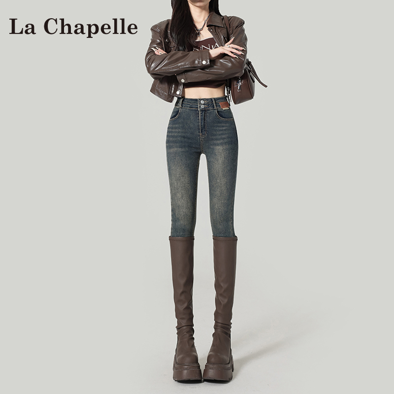 La Chapelle Skinny Jeans for Women, Autumn 2026 New Style, Stretchy, Slim Fit, Fleece-Lined, Petite Pencil Pants