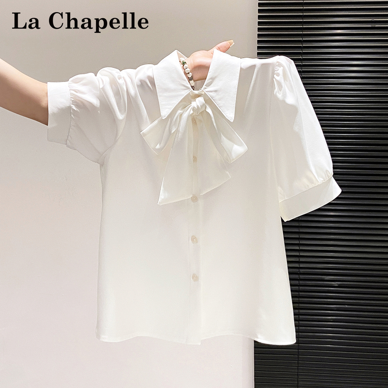 La Chapelle White Professional Interview Short-Sleeve Shirt for Women 2026 New Summer Ribbon Bow Blouse Top La Chapelle White Professional Interview Short-Sleeve Shirt for Women 2026 New Summer Ribbon Bow Blouse Top