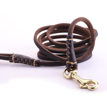 Small dog leash genuine leather dog leash VIP Teddy pet leash soft leather copper hook 0 6CM wide can be used as p chain