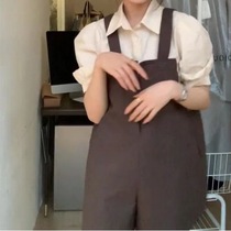 Overalls overalls for women 2024 summer slim small high-end casual apricot shirt two-piece set
