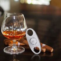 Cigar Cutter Mini Pocket Guillotine Knife Double Blades Stai