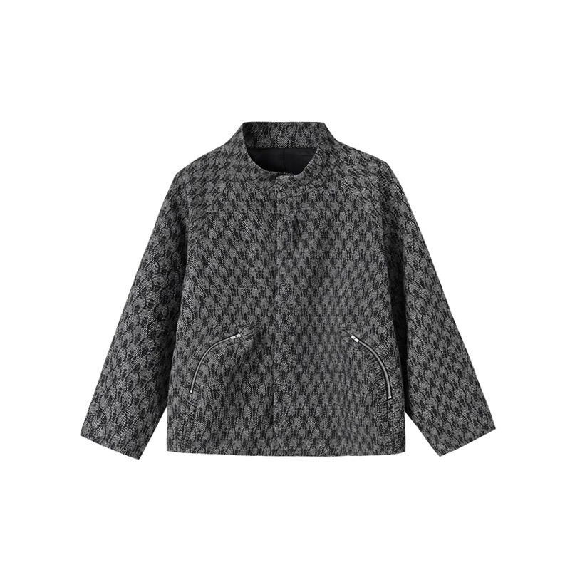 Conchoboe/Erect Jacket/Double Pleated Stand Collar Jacket with Zipper and Three-Dimensional Pockets Conchoboe/Erect Jacket/Double Pleated Stand Collar Jacket with Zipper and Three-Dimensional Pockets