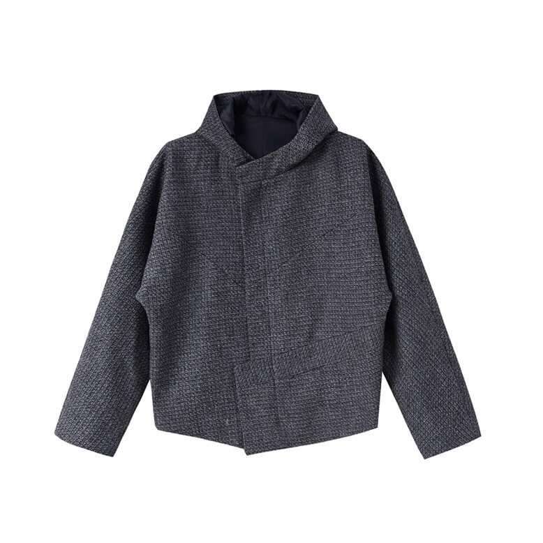 Conchoboe/Seaweed Jacket/Asymmetrical Placket Seaweed Structure Batwing Sleeve Hooded Jacket Conchoboe/Seaweed Jacket/Asymmetrical Placket Seaweed Structure Batwing Sleeve Hooded Jacket