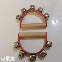 Customized five-bell hand bell Orff early education musical instrument kindergarten teaching aids wooden semicircle hand bell infant and toddler