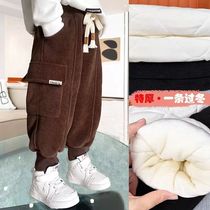 Boys fleece pants winter warm childrens overalls new fashionable baby thickened trousers corduroy cotton pants