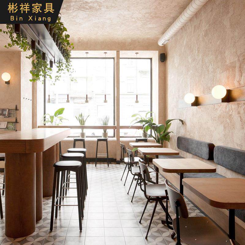 Nordic Solid Wood Table Square Table Milk Tea Shop Coffee Room Table And Chairs Sugar Water Shop Dining Bar Hotel Casual Dining Table Combo-Taobao