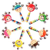 Wooden smiling face rattle childrens baby wooden smiling face cartoon hand rattle infant early education teaching aids wooden toys