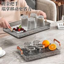 Xinjiang tea tray tray living room light luxury double-layer drain cup holder coffee table small rectangular tea set tea cup water