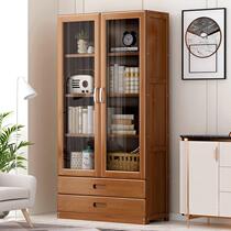 Simple Bookshelf Floor With Glass Door Bookcase Living-room Living-room Combined Lockers Shelve Wood Containing Children Students