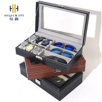 Factory direct sales PU leather 6-digit watch box 3-digit sunglasses display box Sunglasses storage dust-proof packaging box