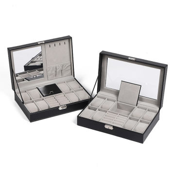 Watch box jewelry box black pu leather watch box ring necklace jewelry jewelry jewelry storage box customization