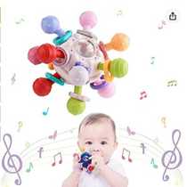 Infant and toddler educational Manhattan atomic ball baby teething stick soft glue boiled teether hand ball childrens toy