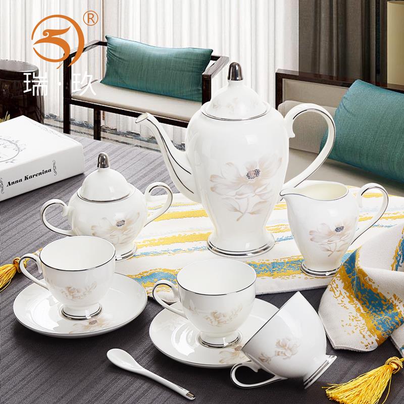 Tangshan bone china coffee set villa model room coffee pot coffee cup ceramic coffee set tea set gift box