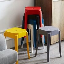 Nordic thickened plastic stool for eating home living room stool creative stacking restaurant waiting bench round stool watermelon red