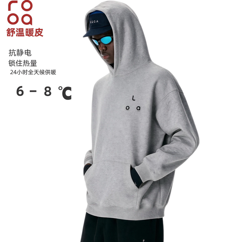 American-Style Men's Loose-Fitting Outdoor Sports Graphic Hoodie, Autumn Casual Printed Gray Heavyweight Couple's Hoodie