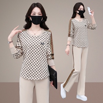Sports and leisure sportswear suit for women 2024 spring and autumn new style fashionable and age-reducing sweatshirt wide-leg pants two-piece set trendy