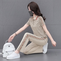 Polo shirt brand short-sleeved suit for women summer 2023 new loose western style fashionable age-reducing casual sports two-piece set