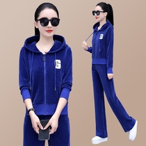 Sports fashionable sports suit for women 2022 new spring and autumn long-sleeved hooded sweatshirt Korean style age-reducing casual two-piece set