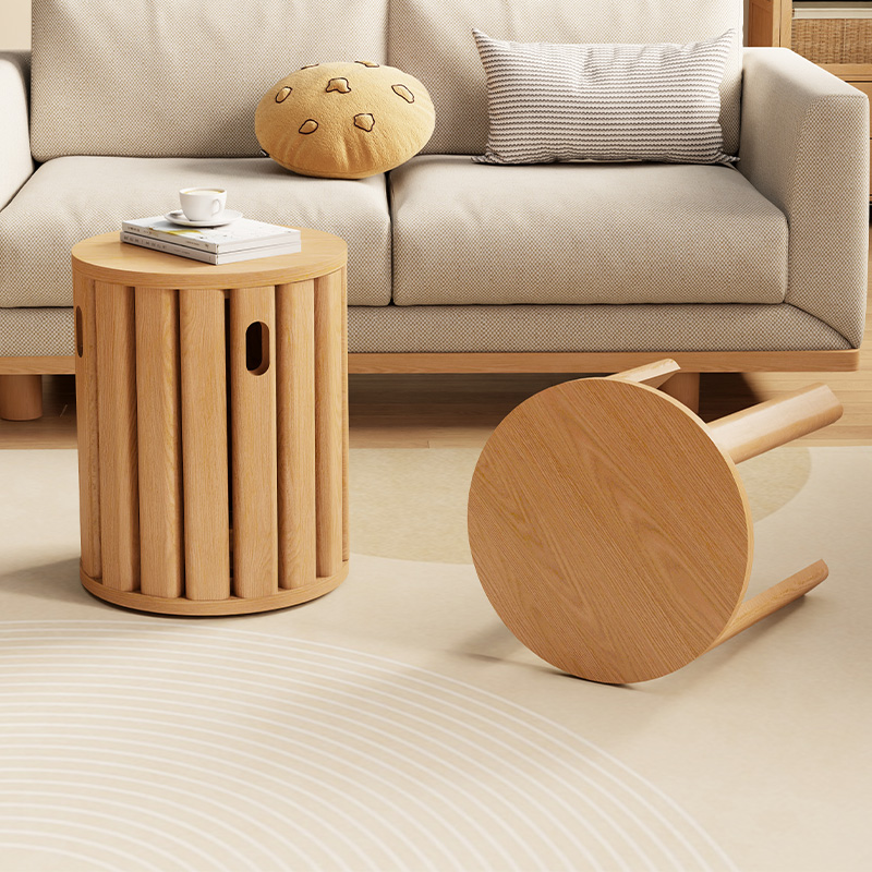 Xiyin無垢材ラウンドスツール家庭用頑丈で耐久性のあるスツールは、スペースを取らずに積み重ねることができますログスタッキングレゴスツール