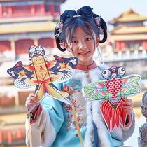 New childrens national style handicraft intangible traditional bamboo stick DIY mini kite homemade material package semi-finished product