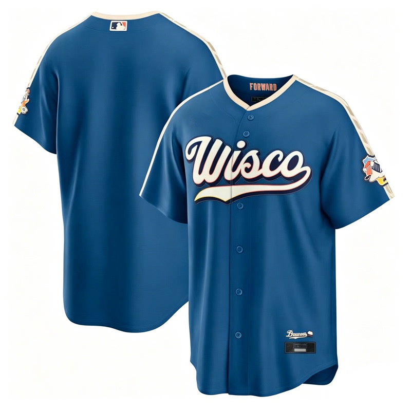Fully Embroidered Milwaukee Brewers Men's Blank Jersey Baseball Uniform Fully Embroidered Milwaukee Brewers Men's Blank Jersey Baseball Uniform