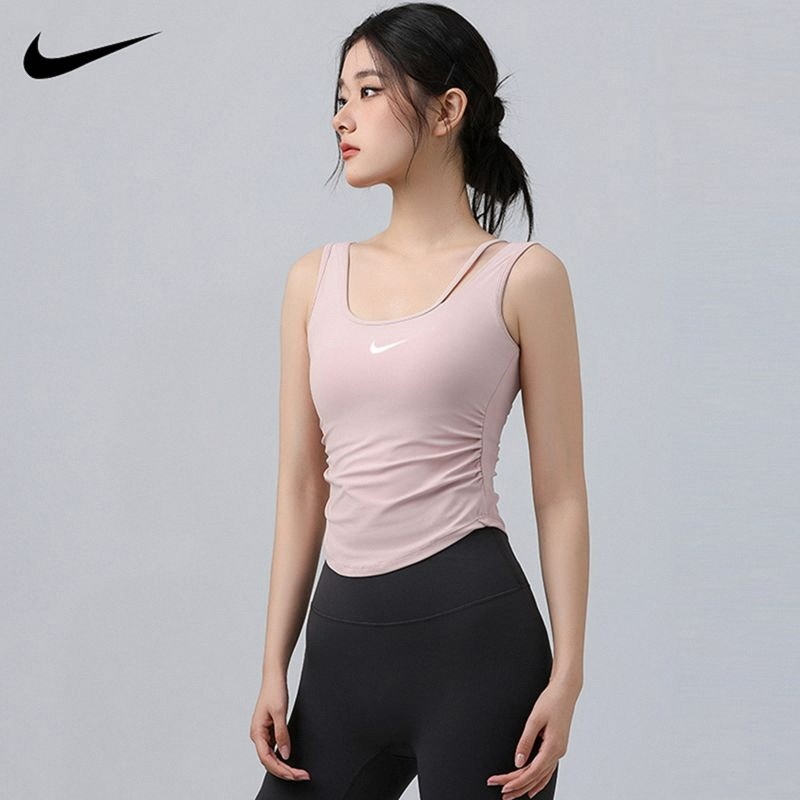 Nike Yoga Vest for Women with Chest Pads, One-Piece Waist-Slimming Outerwear for Fitness Training and Sports Tops