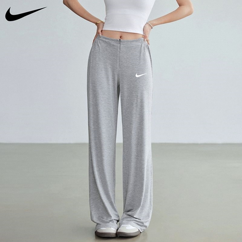 Nike Straight-Leg Pants for Women, Summer Thin Style, Loose Casual Drape, Lazy Style, Yoga Fitness Sports Wide-Leg Pants
