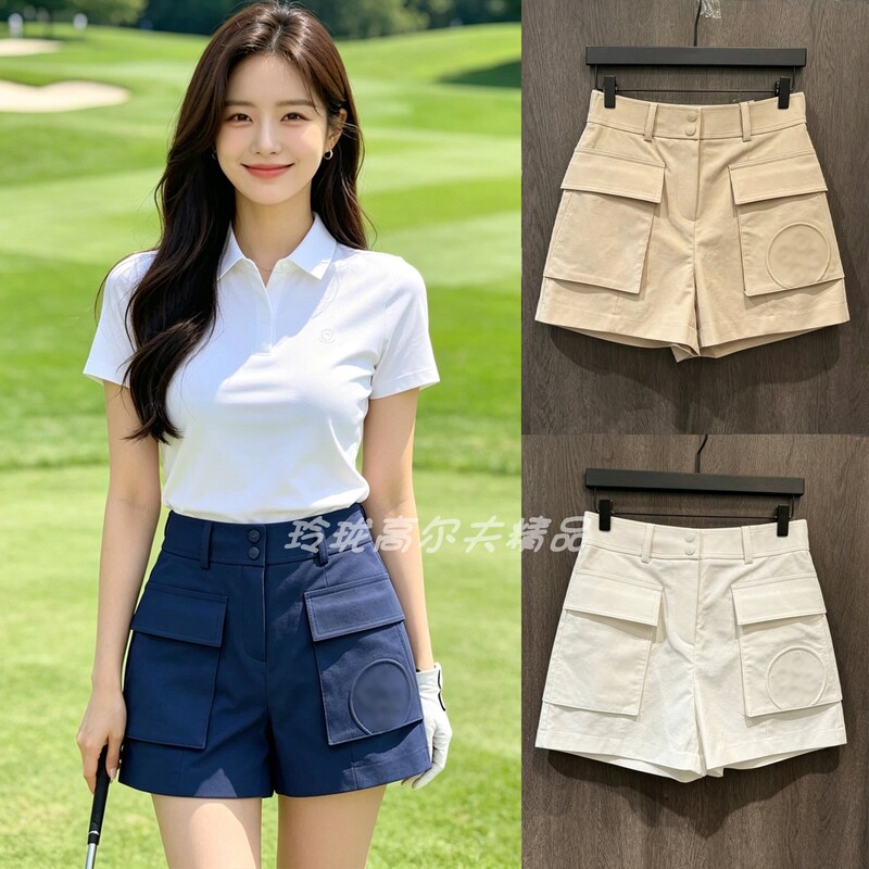 Women's Golf Shorts for Summer, High-Waisted, Slimming, Multi-Pocket, Versatile, Breathable, Outdoor Golf Pants