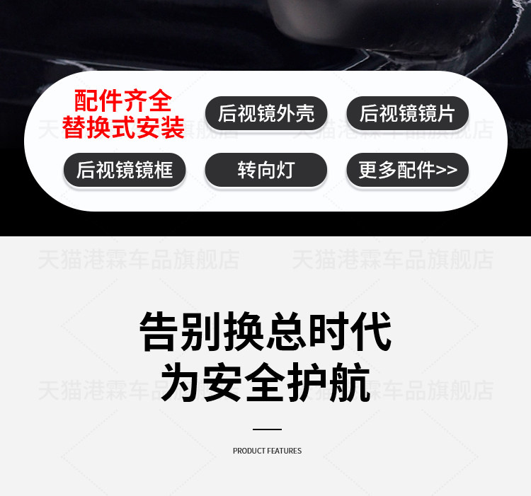 Suitable for Jeep Wrangler Rearview Mirror Housing, 18-25 Models Rearview Mirror Shell, Turn Signal Lens, Mirror Frame Cover