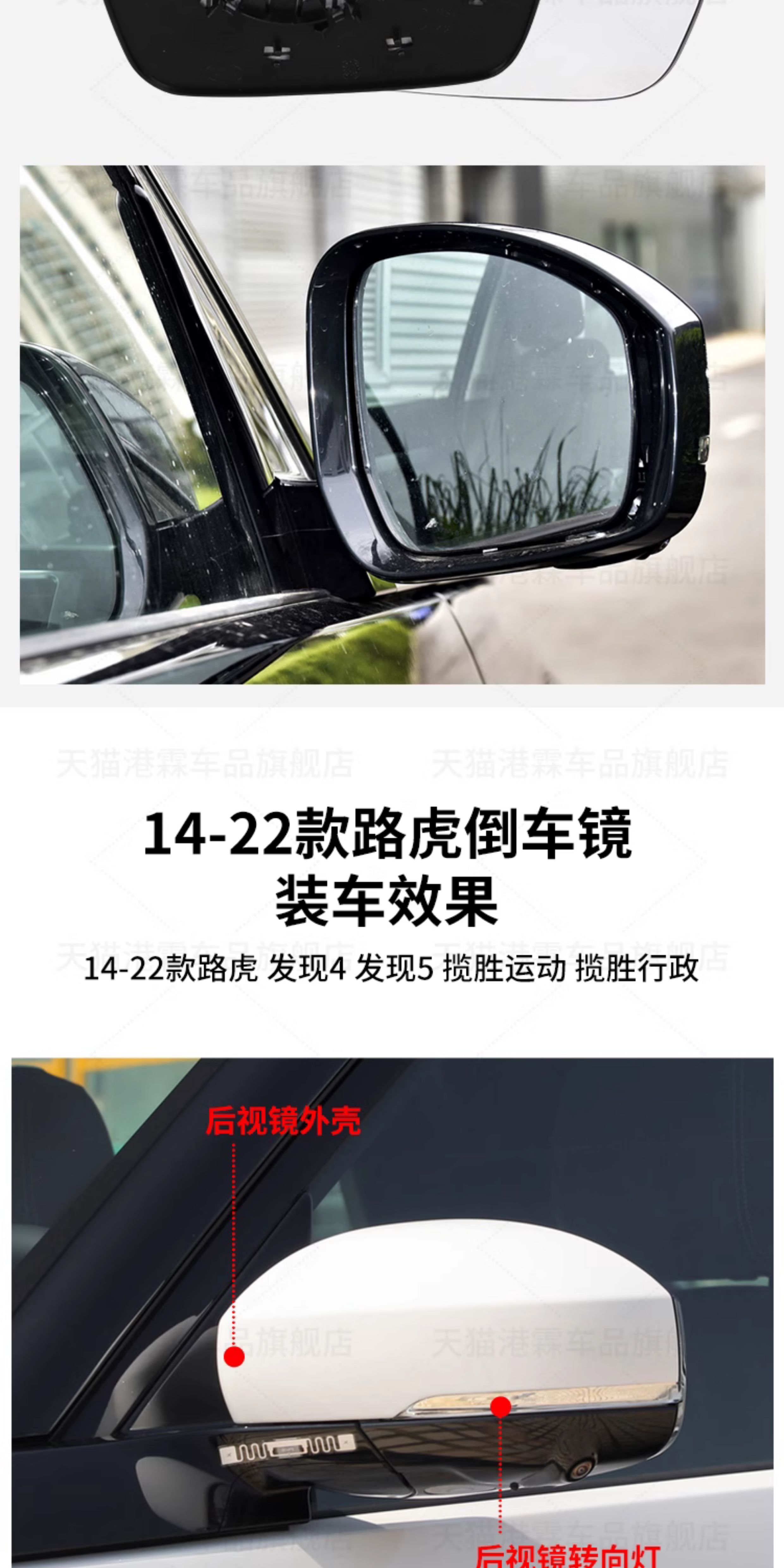 Suitable for 14-25 Models of Land Rover Range Rover Sport Executive Rearview Mirror Housing, Discovery 4 5 Rearview Mirror Frame