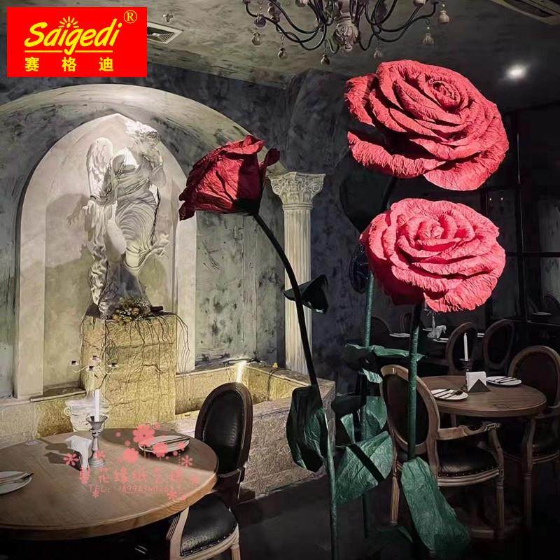 Wedding Decoration Road Leading Paper Flowers Large Red Holiday Shop Window Wedding Arrangement Three-dimensional Handmade Finished Solid Paper Art Flower-Taobao