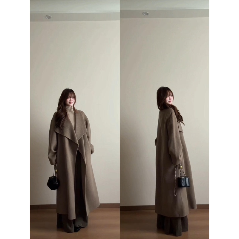 Brown Wool Coat for Women, Petite Size, Autumn and Winter, High-End Woolen Fabric, Thickened Long Style, Sophisticated New Aristocratic Style Brown Wool Coat for Women, Petite Size, Autumn and Winter, High-End Woolen Fabric, Thickened Long Style, Sophisticated New Aristocratic Style