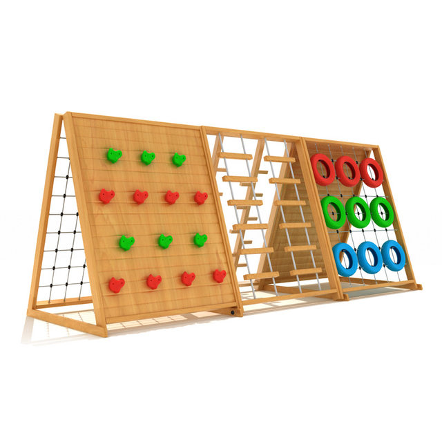 Outdoor wooden climbing frame, children's physical training set, large wooden slide toy, kindergarten sensory system