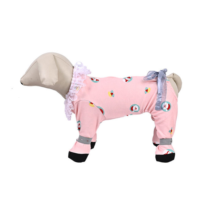 Spring, Autumn, and Winter Pet Cat and Dog Full-Body Four-Legged Jumpsuit for Teddy, Bichon, Small and Medium-Sized Dogs, Anti-Dirt Leg Protection, Suitable for Both Male and Female, with Leash Attachment Option