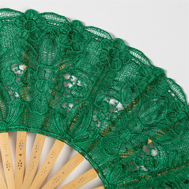 Lace Embroidered Lace Fan with Hollow Design, Vintage European-Style Court Fan, 23cm Folding Bamboo Fan, Dance Prop Performance Fan