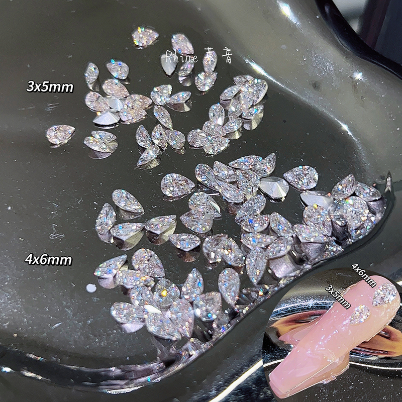 [Mini Water Drop Zircon] Nail Art Rhinestones, Sparkling Pointed Bottom Filling Rhinestones, Explosive Sparkle Silver Nail Rhinestones, Bowknot