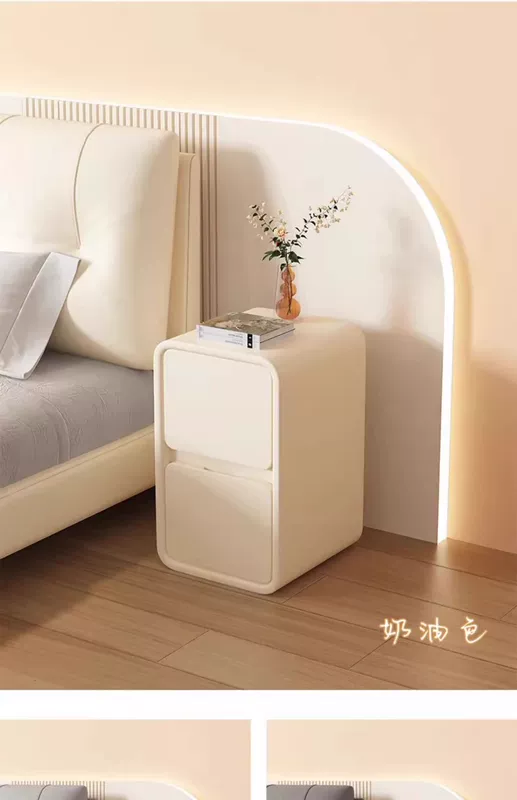 dau giuong Bàn cạnh giường ngủ nhỏ hiện đại đơn giản cực kỳ hẹp mini mới bàn đầu giường siêu hẹp phong cách kem tủ kệ lưu trữ bàn phụ tủ đầu giường cũ kệ tab đầu giường