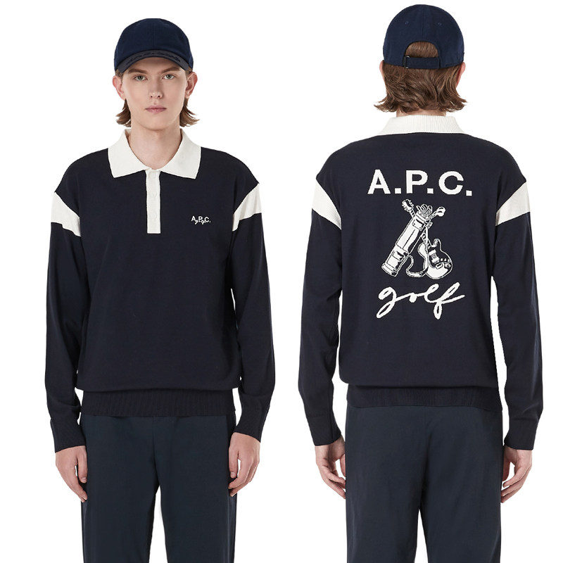 Apc GOLF прилив бренд высококачественных осень и зима гольф мяч мужской свитер отворот свитер мужской  