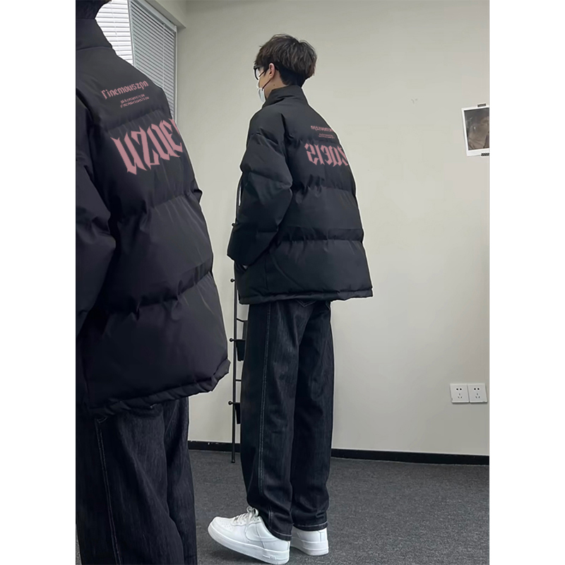 American-Style Workwear Black Lightweight down Jacket for Men, Winter 2025 New Trendy Brand Thickened Cotton-Padded Jacket, Puffer Jacket, Cotton Coat