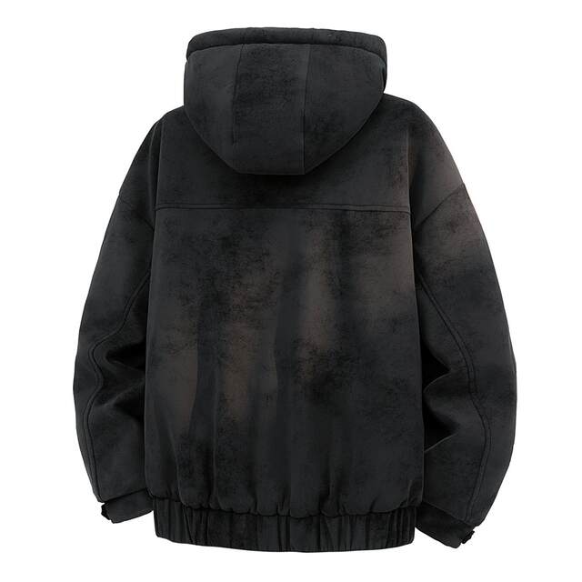 Reversible jacket for men in winter, velvet warm workwear style hooded jacket for men, simple loose suede retro cotton coat