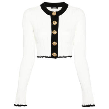 BALMAIN CARDIGAN ທີ່ມີຂອບຕັດກັນ