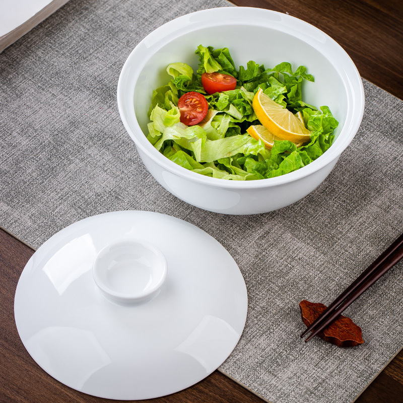 Jingdezhen High-White Porcelain Underglaze Color Soup Bowl with Lid, Shadow Blue Pot, Ceramic Tableware, Large Capacity Pure White Noodle Bowl Jingdezhen High-White Porcelain Underglaze Color Soup Bowl with Lid, Shadow Blue Pot, Ceramic Tableware, Large Capacity Pure White Noodle Bowl