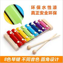 Infants and young childrens wooden eight-note hand knocking piano early education baby educational musical instrument toy 1-2-3 years old small wooden playing piano