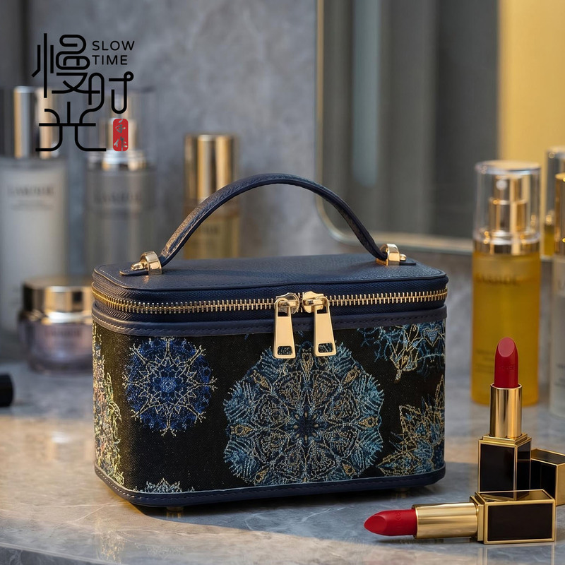 Genuine Leather New Chinese Style Bag for Women, Crossbody Makeup Bag with Mirror, Handbag with a High-End Feel, Light Luxury Small Box Bag Genuine Leather New Chinese Style Bag for Women, Crossbody Makeup Bag with Mirror, Handbag with a High-End Feel, Light Luxury Small Box Bag