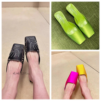 French Prada Prada 2024 Spring and Summer Show Style Satin Baotou Slippers Womens Shoes Multicolor