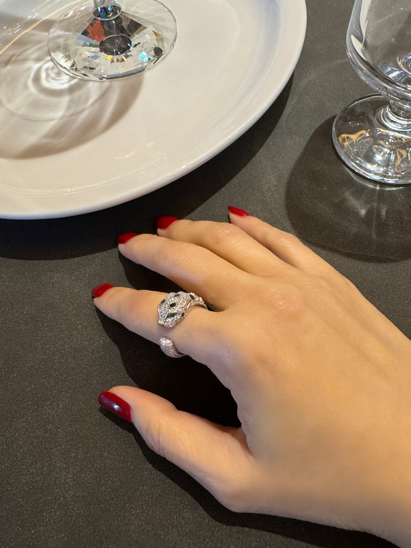 【Feiiii】Leopard Diamond Ring with Full Diamond Enamel Leopard Head Design S925 Sterling Silver Ring
