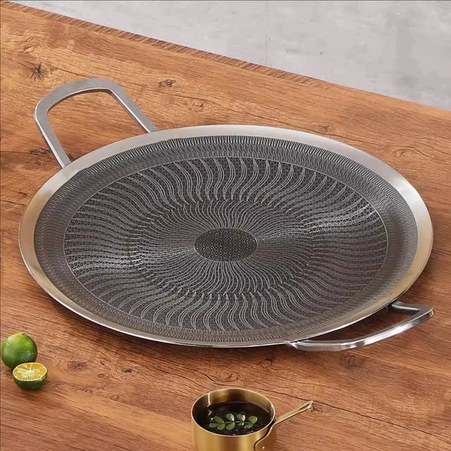 [316L Grill Pan]316L Stainless Steel Barbecue Pan Non-Stick Pan Barbecue Pan Suitable for Gas Stoves and Open Flame Outdoor Use